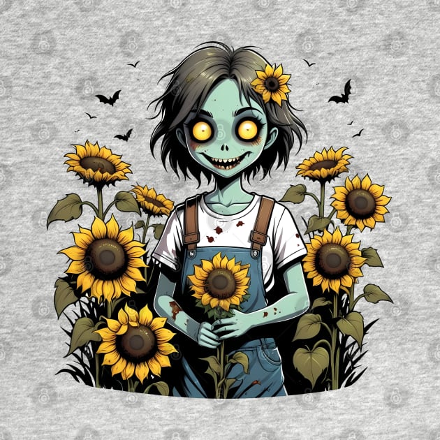 Cute Zombie in Sunflowers by ArtfulTat